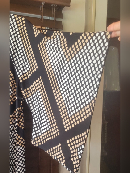 MSK Black Tan and White Polka Dot Midi Dress